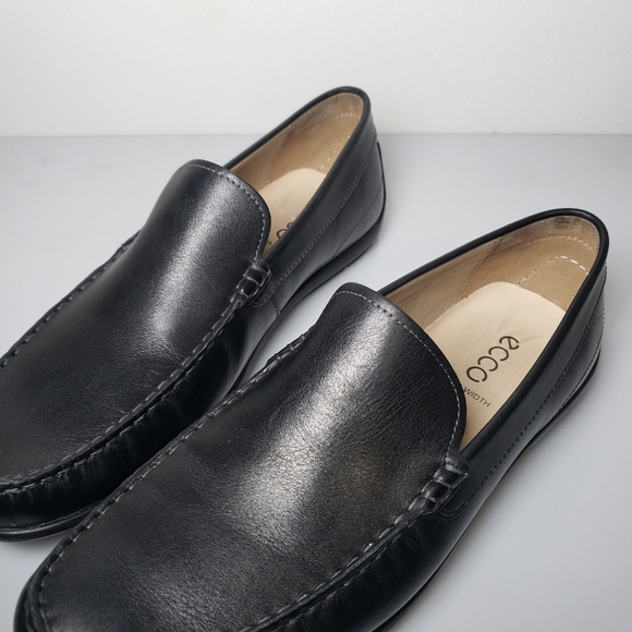 Ecco Men's Classic Moc Black Leather Slip On Loafer Driving Shoes Size 12EW - Picture 13 of 15